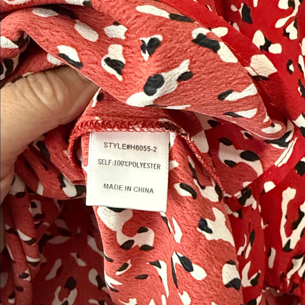 Red Patterned Women's Top - Picture 4 of 7